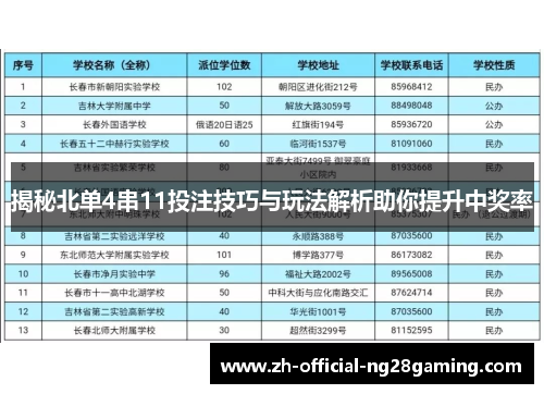 揭秘北单4串11投注技巧与玩法解析助你提升中奖率